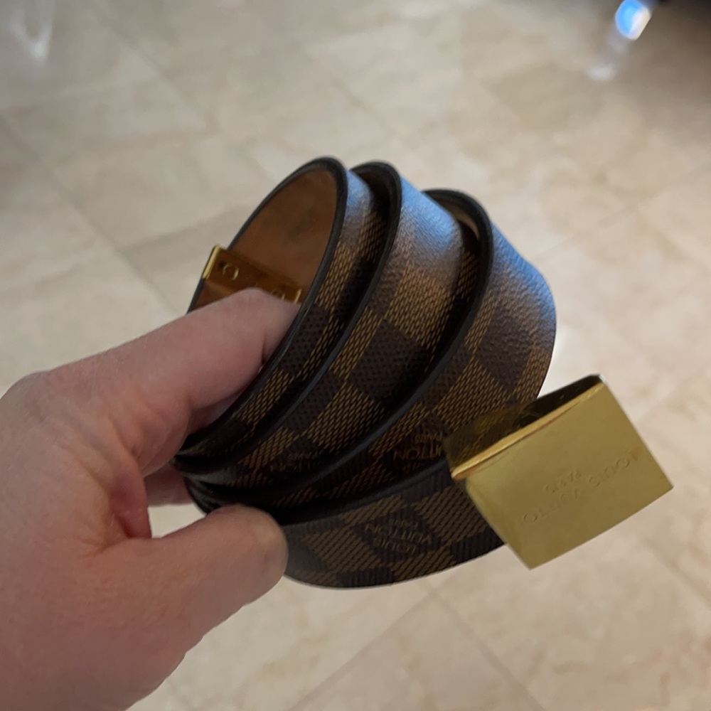 Louis Vuitton Damier Ebene Saint Tulle Belt Brown-Gold Buckle - Picture 8 of 8